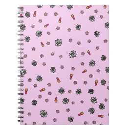 Cuaderno Lindo floral rosa y blanco con estrellas en rosa