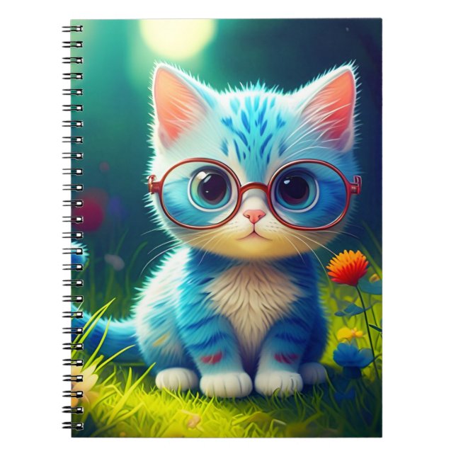 Cuaderno Lindo gatito azul que lleva gafas-276548 (Frente)