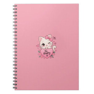 Cuaderno Lindo Gatito Rosa Sé Feliz Las Cosas Buenas Toman