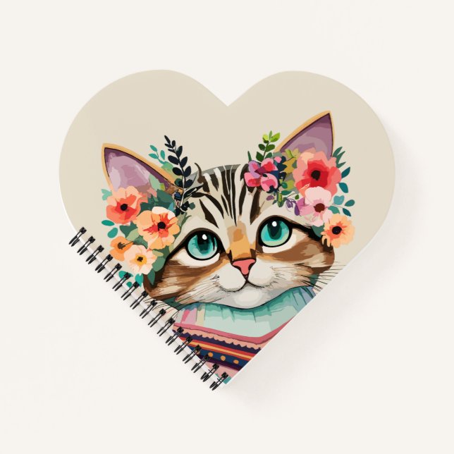 Cuaderno Lindo Gato Acuarela Floral (Anverso)
