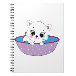 Cuaderno lindo gato blanco