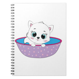 Cuaderno lindo gato blanco