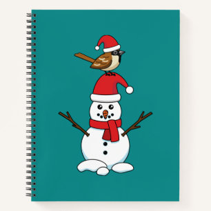 Cuaderno Lindo gorrión en el muñeco de nieve