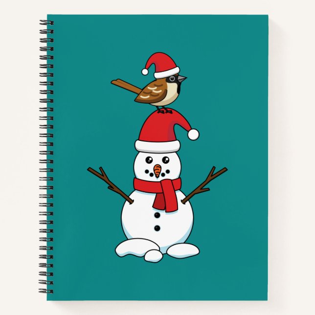 Cuaderno Lindo gorrión en el muñeco de nieve (Anverso)