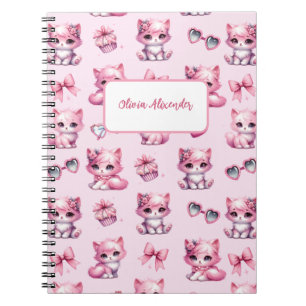 Cuaderno Lindo lazo coqueto rosa estética chica espiral
