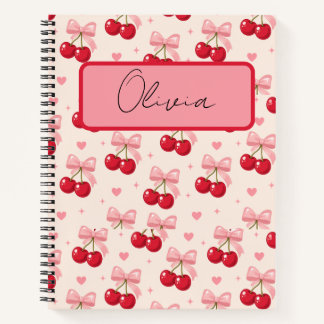 Cuaderno Lindo lazo de cereza rosa Coquette Regreso a la es