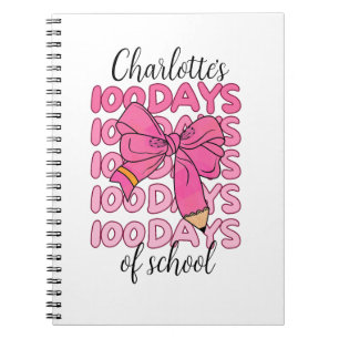 Cuaderno Lindo lazo de lápiz para niñas rosadas 100 días de