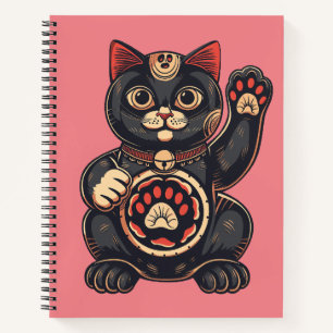Cuaderno lindo Maneki Neko gato impreso en japonés