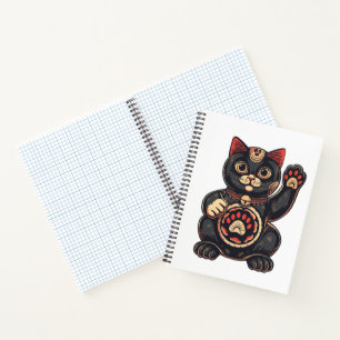 Cuaderno lindo Maneki Neko gato impreso en japonés