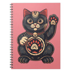 Cuaderno lindo Maneki Neko gato impreso en japonés
