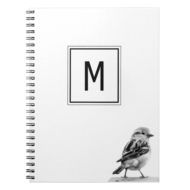 Cuaderno Lindo pájaro personalizado con tu letra inicial  (Frente)
