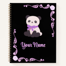 Lindo Panda Rosa Lazo Morado Borde Rosa Oscuro