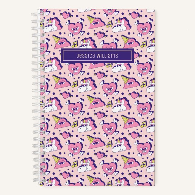 Cuaderno Lindo patrón de amor de unicornio anti Día de San  (Anverso)