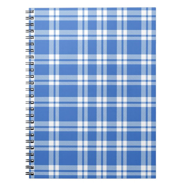 Cuaderno Lindo patrón de cuadros de gingham azul retro (Frente)