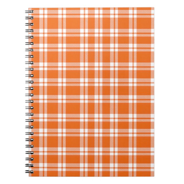 Cuaderno Lindo patrón de cuadros gingham naranja retro (Frente)