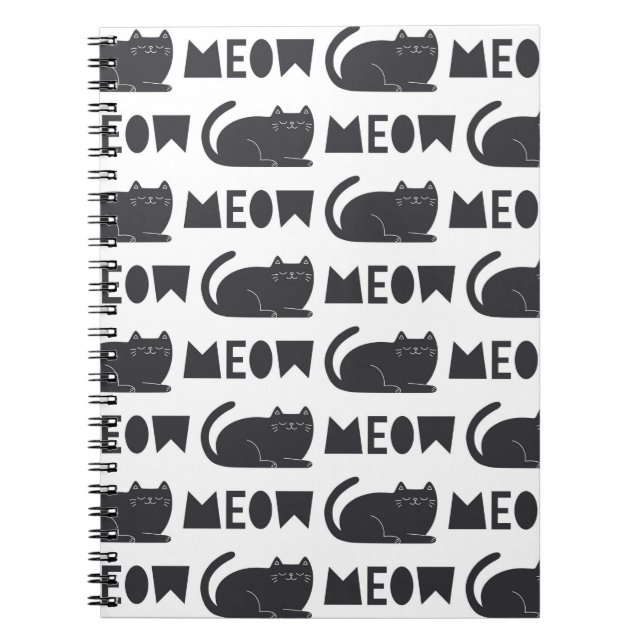 Cuaderno lindo patrón de gato. Ilustracion de época (Frente)