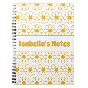 Cuaderno Lindo patrón de margaritas florales mostaza Person