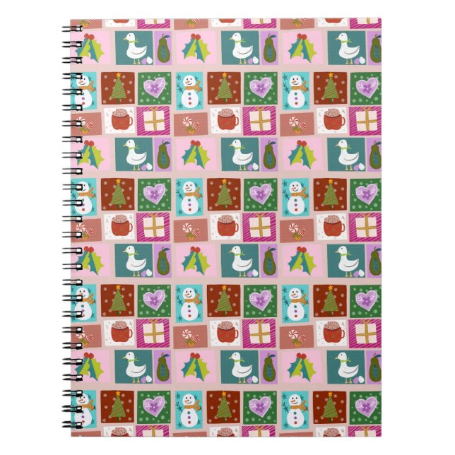 Cuaderno Lindo patrón de patchwork de Navidad (Frente)