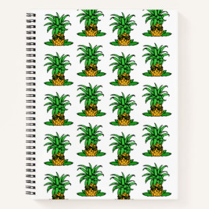 Cuaderno Lindo patrón de piña de gafas tropicales de sol di