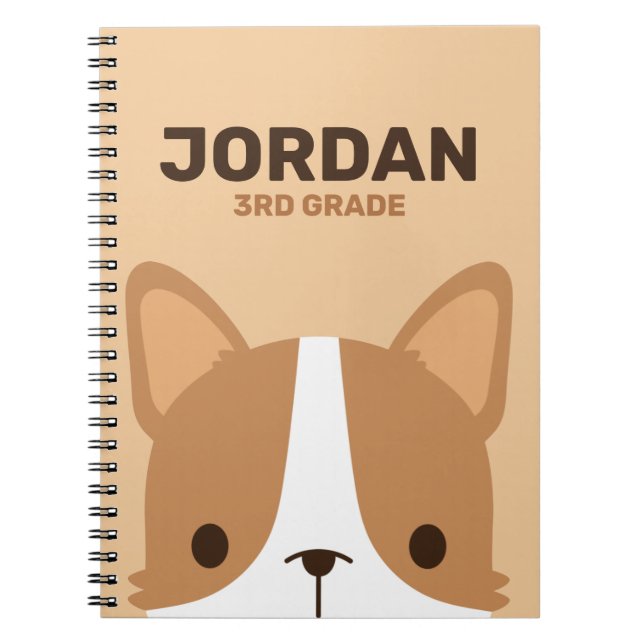 Cuaderno Lindo perrito Corgi con nombre personalizado (Frente)