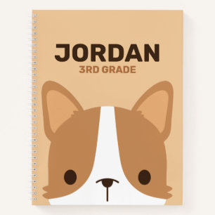 Cuaderno Lindo perrito Corgi con nombre personalizado