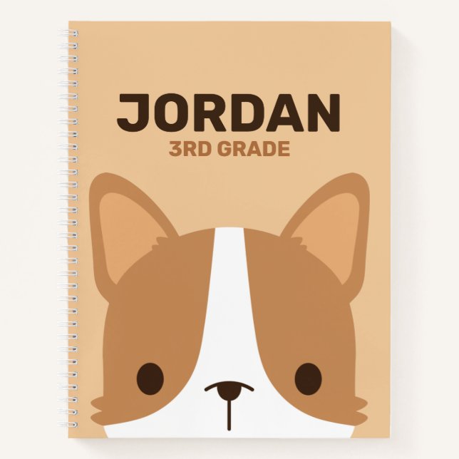Cuaderno Lindo perrito Corgi con nombre personalizado (Anverso)