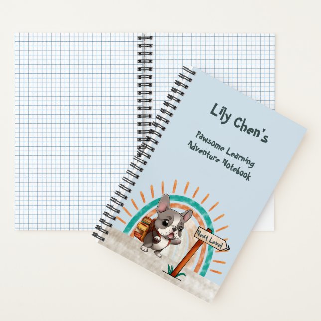 Cuaderno Lindo perro francés de dibujos animados estudiante (Interior)