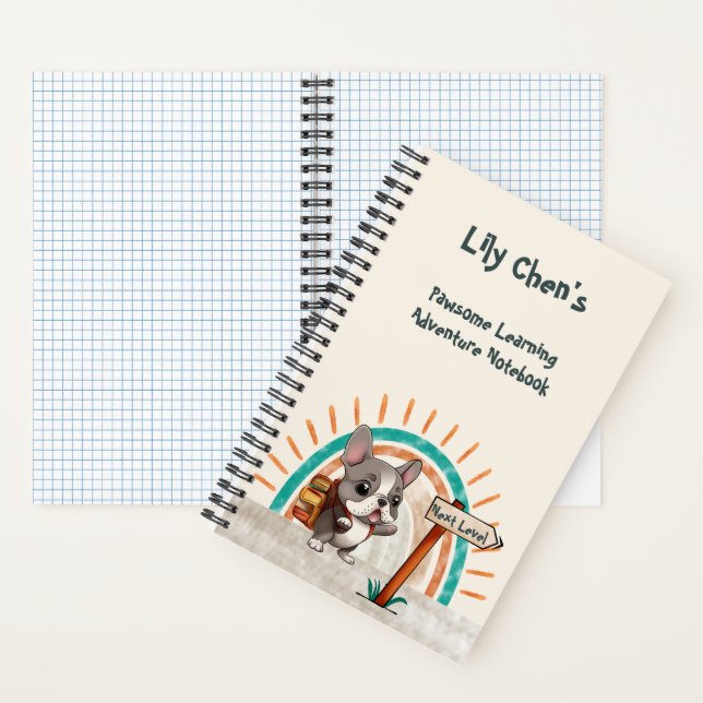 Cuaderno Lindo perro francés de dibujos animados estudiante (Interior)