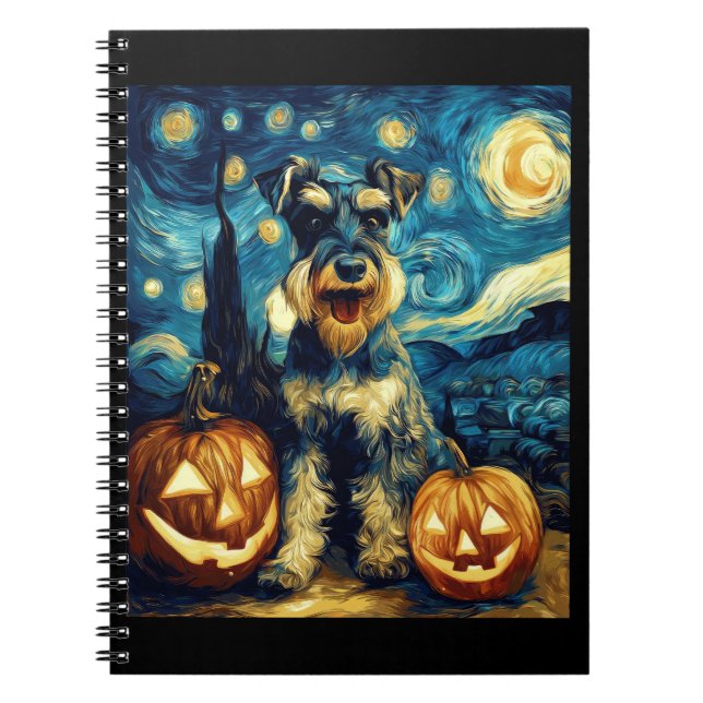 Cuaderno Lindo perro Schnauzer en miniatura Halloween Jack  (Frente)