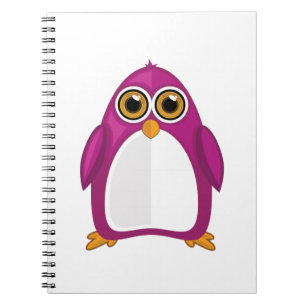 Cuaderno Lindo Pingüino Cartoon Kawaii Violeta Rojo Animal
