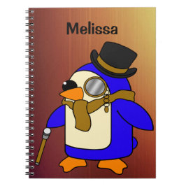 Cuaderno Lindo pingüino de dibujos animados marrón claro