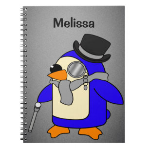 Cuaderno Lindo pingüino de dibujos animados neutro gris
