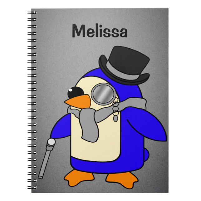 Cuaderno Lindo pingüino de dibujos animados neutro gris (Frente)