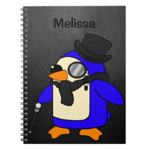 Cuaderno Lindo pingüino de dibujos animados piedra negra