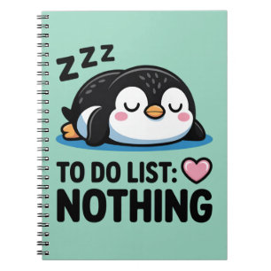 Cuaderno lindo pingüino durmiendo, lista de tareas nada
