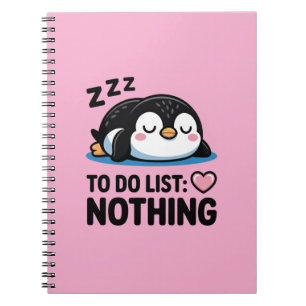 Cuaderno lindo pingüino durmiendo, lista de tareas nada