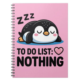 Cuaderno lindo pingüino durmiendo, lista de tareas nada