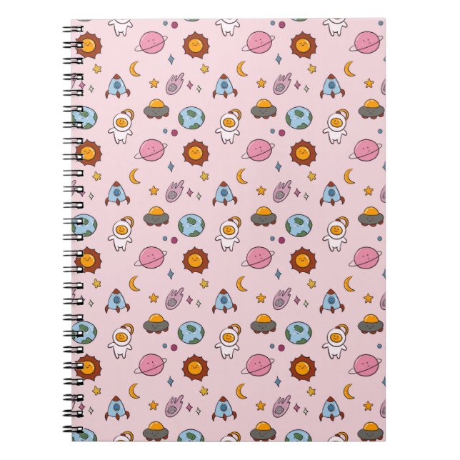 Cuaderno Lindo Planeta Pequeño Dibujado a Mano (Frente)