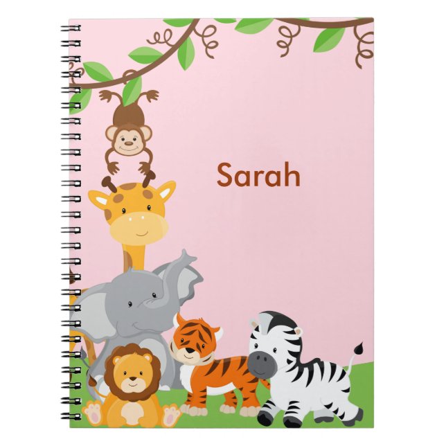 Cuaderno lindo rosado del animal del bebé de la (Frente)
