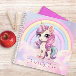 Cuaderno Lindo Unicornio Arcoíris Personalizado De Vuelta a