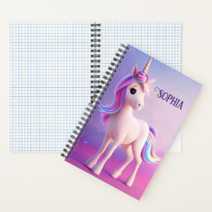 Cuaderno Lindo Unicornio Blanco Con Crin Rosa y Azul