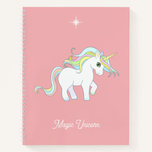 Cuaderno Lindo Unicornio Mágico en Rosa Coral
