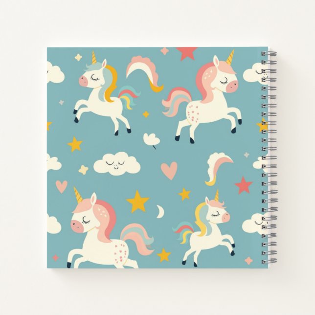 Cuaderno Lindo Unicornio Turquesa para Niños (Reverso)