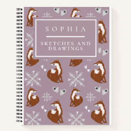 Cuaderno Lindo Woodland Winter Fox Pattern Pink