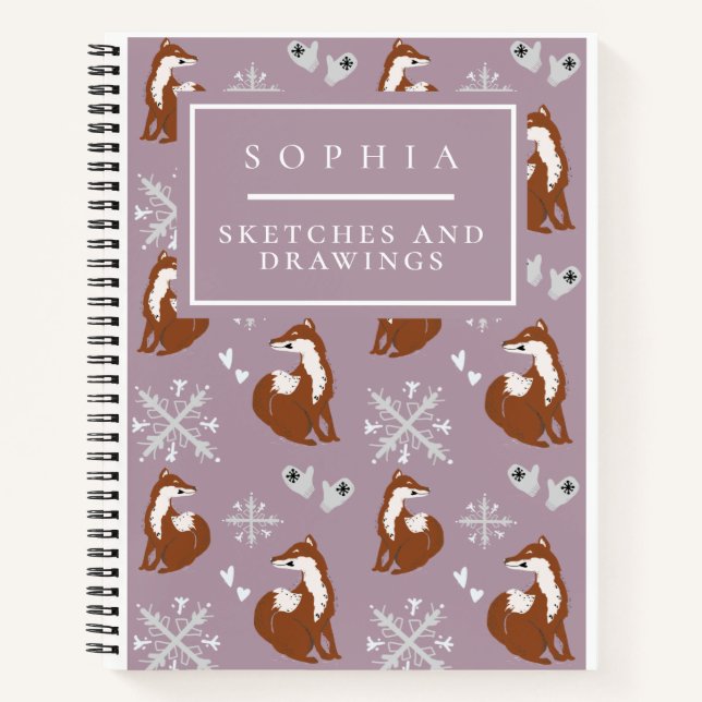 Cuaderno Lindo Woodland Winter Fox Pattern Pink (Anverso)