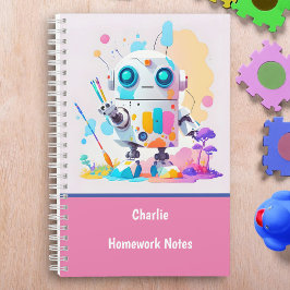 Cuaderno Lindo y divertido robot desordenado salpica pintur