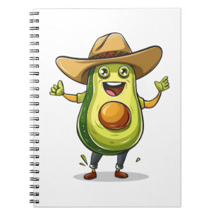 Cuaderno lindo y gracioso aguacate verde cowboy print
