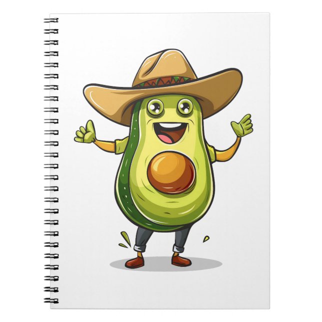 Cuaderno lindo y gracioso aguacate verde cowboy print (Frente)