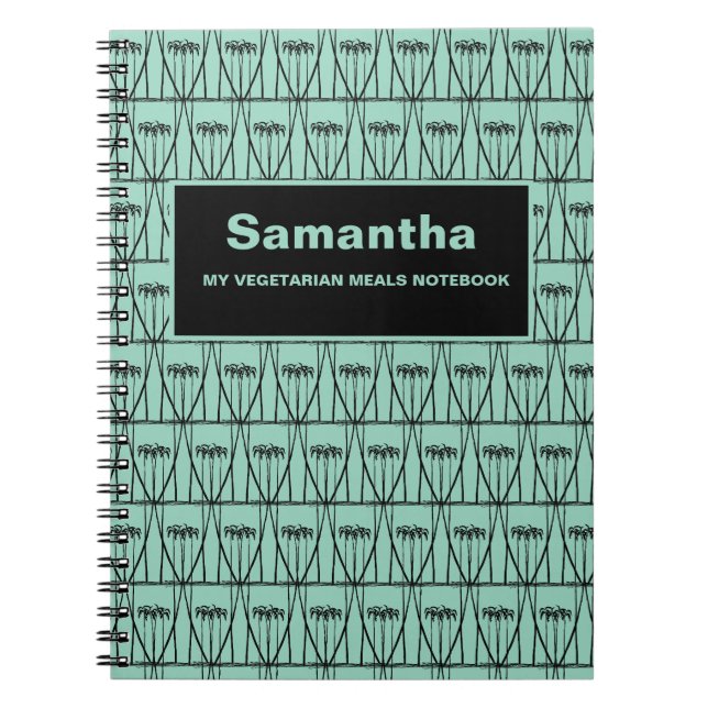 Cuaderno Lindo y verde, patrón de cocoteros de silueta (Frente)