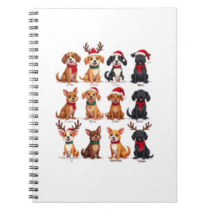 Cuaderno Lindos 12 perros Navidad divertidos amantes de los